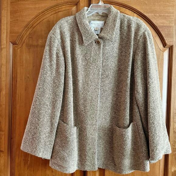 Louis Feraud Contraire wool silk angora tweed cape swing coat jacket plus sz 16 - Picture 13 of 16